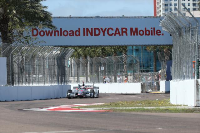 Will Power exits Turn 11 during practice for the Firestone Grand Prix of St. Petersburg -- Photo by: Joe Skibinski