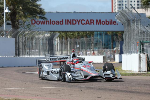 Will Power exits Turn 12 during practice for the Firestone Grand Prix of St. Petersburg -- Photo by: Joe Skibinski