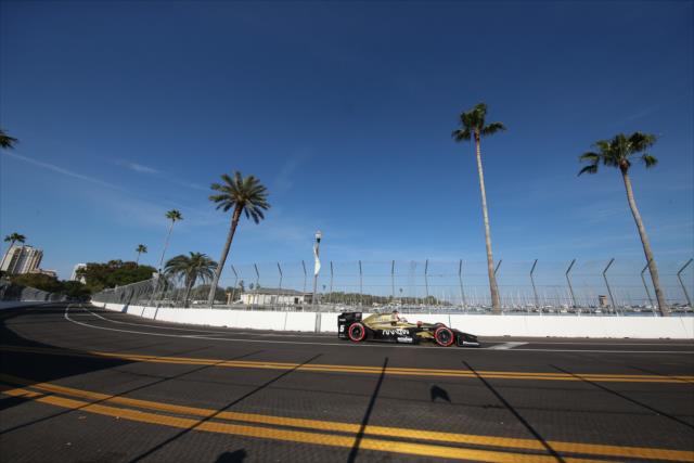 James Hinchcliffe rolls through the Turn 9 kink of the backstretch during practice for the Firestone Grand Prix of St. Petersburg -- Photo by: Joe Skibinski