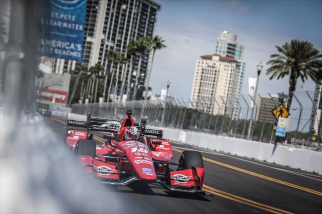 Graham Rahal sets up for Turn 10 during practice for the Firestone Grand Prix of St. Petersburg -- Photo by: Shawn Gritzmacher