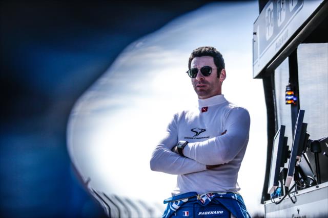 Simon Pagenaud waits patiently along pit lane prior to practice for the Firestone Grand Prix of St. Petersburg -- Photo by: Shawn Gritzmacher