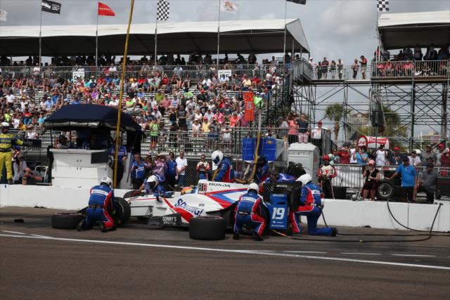 Ed Jones comes in for tires and fuel on pit lane during the Firestone Grand Prix of St. Petersburg -- Photo by: Chris Jones