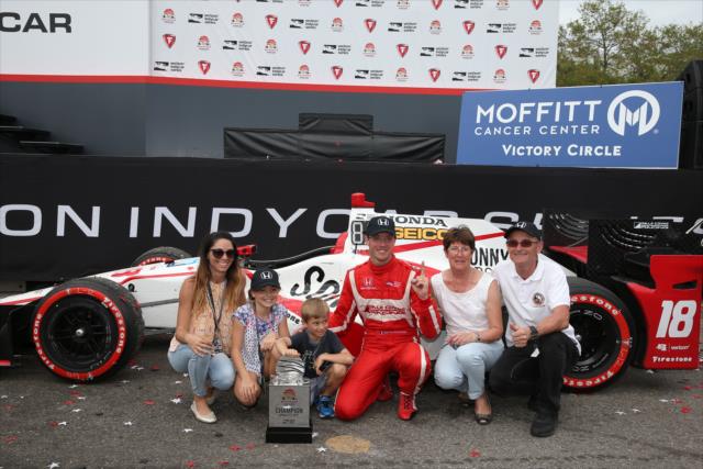 Sebastien Bourdais celebrates with his family following his win in the 2017 Firestone Grand Prix of St. Petersburg -- Photo by: Chris Jones
