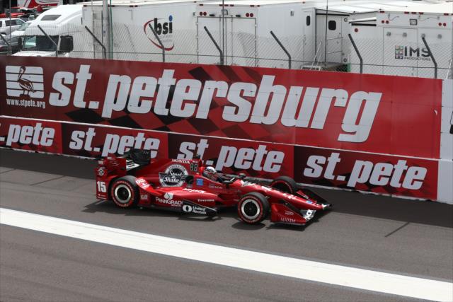 Graham Rahal streaks down the frontstretch during the Firestone Grand Prix of St. Petersburg -- Photo by: Chris Jones