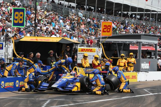 Alexander Rossi comes in for tires and fuel on pit lane during the Firestone Grand Prix of St. Petersburg -- Photo by: Chris Jones