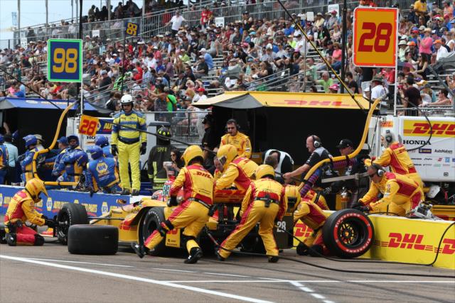 Ryan Hunter-Reay stops for tires and fuel on pit lane during the Firestone Grand Prix of St. Petersburg -- Photo by: Chris Jones