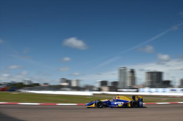 Alexander Rossi rolls through Turn 14 during the final warmup for the Firestone Grand Prix of St. Petersburg -- Photo by: Chris Owens