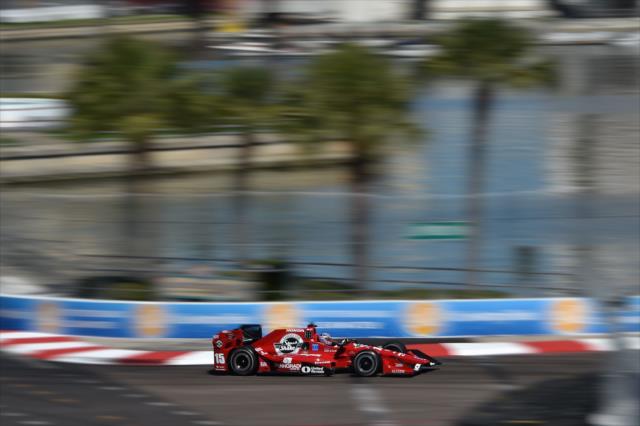Graham Rahal apexes Turn 10 at Dan Wheldon Way during the final warmup for the Firestone Grand Prix of St. Petersburg -- Photo by: Chris Owens