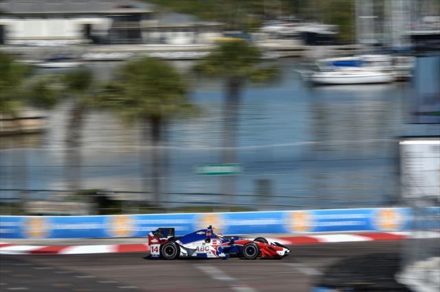 Carlos Munoz apexes Turn 10 at Dan Wheldon Way during the final warmup for the Firestone Grand Prix of St. Petersburg -- Photo by: Chris Owens