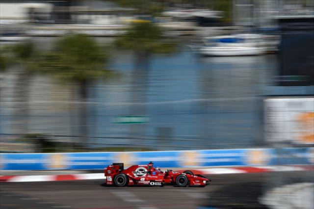 Graham Rahal apexes Turn 10 at Dan Wheldon Way during the final warmup for the Firestone Grand Prix of St. Petersburg -- Photo by: Chris Owens
