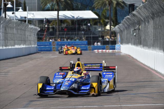 Alexander Rossi sets up for Turn 11 during the final warmup for the Firestone Grand Prix of St. Petersburg -- Photo by: Chris Owens