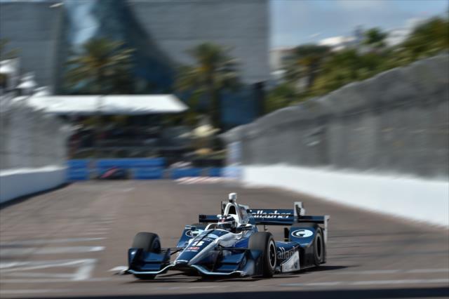 Max Chilton dives into Turn 11 during the final warmup for the Firestone Grand Prix of St. Petersburg -- Photo by: Chris Owens