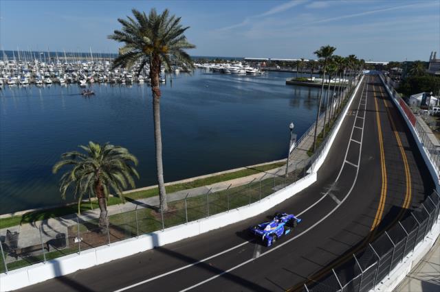 Scott Dixon streaks into Turn 9 during the final warmup for the Firestone Grand Prix of St. Petersburg -- Photo by: Chris Owens