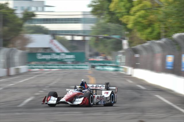 Conor Daly makes his entrance into Turn 4 during the Firestone Grand Prix of St. Petersburg -- Photo by: Chris Owens