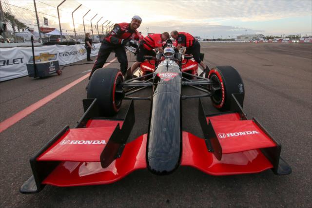 NFL wide receiver Vincent Jackson poses after taking a ride in the two seater at the Firestone Grand Prix of St. Petersburg. -- Photo by: Joe Skibinski