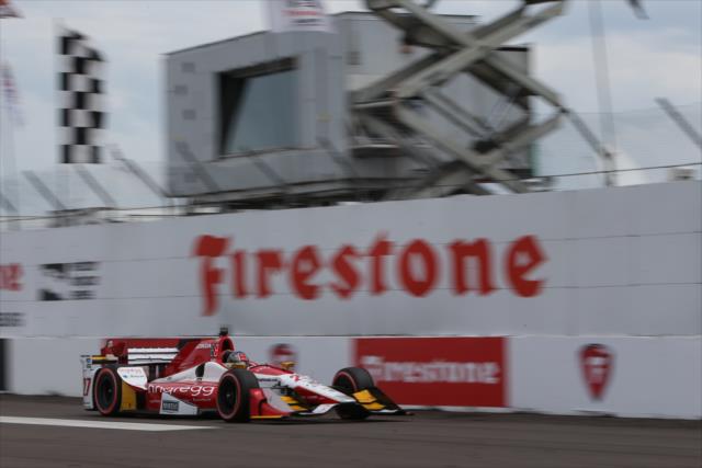Marco Andretti streaks down the frontstretch during the Firestone Grand Prix of St. Petersburg -- Photo by: Joe Skibinski