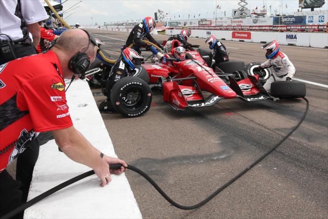 Graham Rahal comes in for tires and fuel on pit lane during the Firestone Grand Prix of St. Petersburg -- Photo by: Joe Skibinski