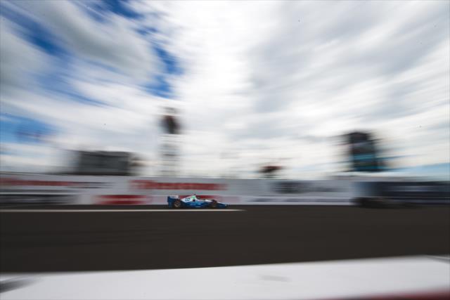 Simon Pagenaud streaks down the frontstretch during the Firestone Grand Prix of St. Petersburg -- Photo by: Joe Skibinski