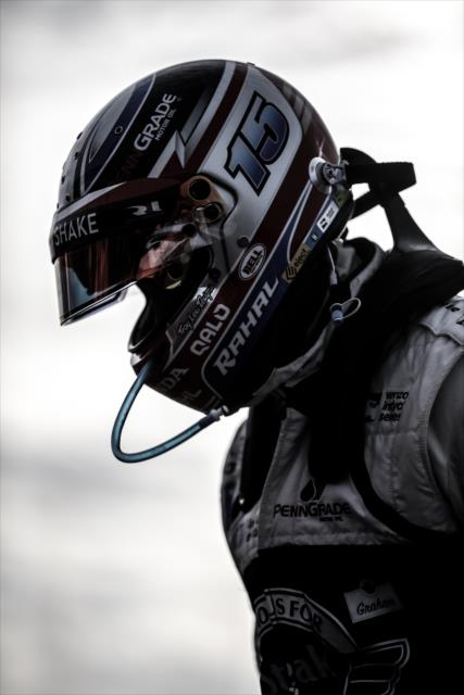 Graham Rahal gets set for the final warmup for the Firestone Grand Prix of St. Petersburg along pit lane -- Photo by: Shawn Gritzmacher