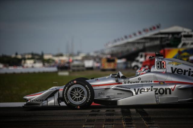 Will Power apexes the Turns 13-14 hairpin during the final warmup for the Firestone Grand Prix of St. Petersburg -- Photo by: Shawn Gritzmacher