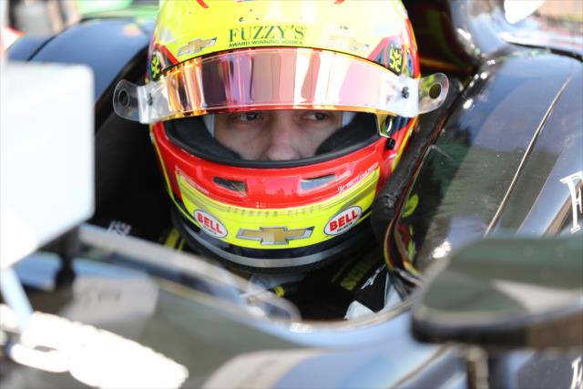 Spencer Pigot sits in his No. 21 Autogeek Chevrolet on pit lane prior to practice for the Firestone Grand Prix of St. Petersburg -- Photo by: Chris Jones