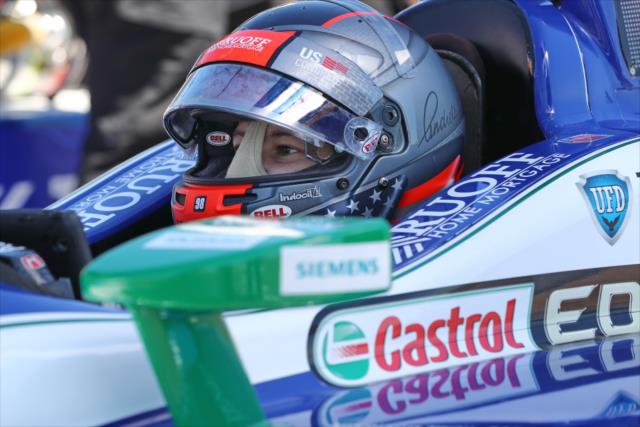 Marco Andretti sits in his No. 98 Ruoff Mortgage Honda on pit lane prior to practice for the Firestone Grand Prix of St. Petersburg -- Photo by: Chris Jones