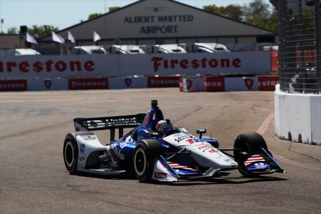 Graham Rahal dives into Turn 2 during practice for the Firestone Grand Prix of St. Petersburg -- Photo by: Chris Jones