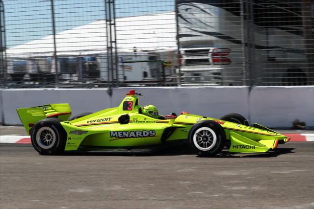 Simon Pagenaud hits the apex of Turn 2 during practice for the Firestone Grand Prix of St. Petersburg -- Photo by: Chris Jones