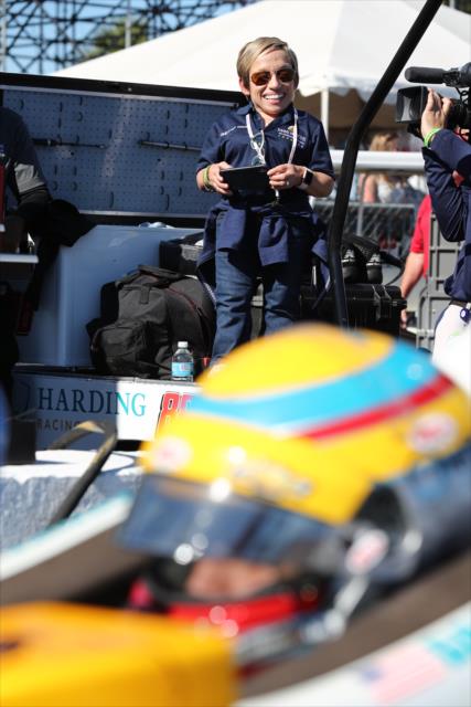 Dr. Jennifer Arnold, M.D. watches Gabby Chaves from pit lane during practice for the Firestone Grand Prix of St. Petersburg -- Photo by: Chris Jones