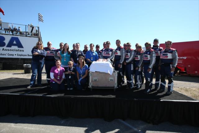 The Johns Hopkins All Children's Hospital medical simulation team and Dr. Jennifer Arnold, M.D. visit with the AMR INDYCAR Safety Team at the Firestone Grand Prix of St. Petersburg -- Photo by: Chris Jones