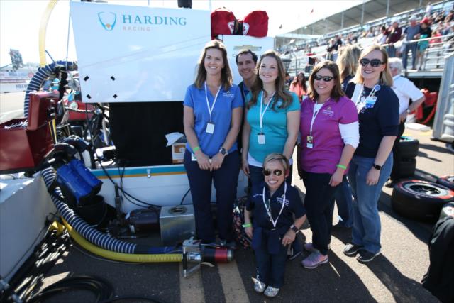 The Johns Hopkins All Children's Hospital medical simulation team and Dr. Jennifer Arnold, M.D. visit the Harding Racing pit during practice for the Firestone Grand Prix of St. Petersburg -- Photo by: Chris Jones