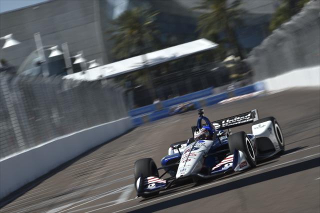 Graham Rahal dives into Turn 11 during practice for the Firestone Grand Prix of St. Petersburg -- Photo by: Chris Owens