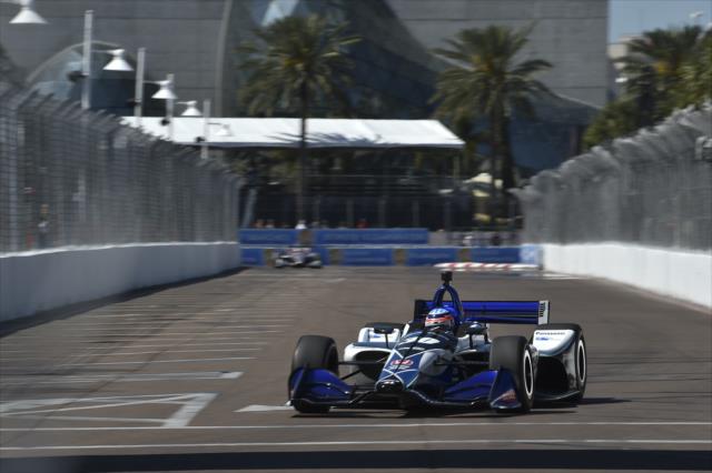 Takuma Sato makes his approach to Turn 11 during practice for the Firestone Grand Prix of St. Petersburg -- Photo by: Chris Owens