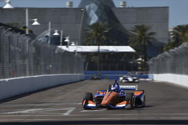 Scott Dixon makes his approach to Turn 11 during practice for the Firestone Grand Prix of St. Petersburg -- Photo by: Chris Owens