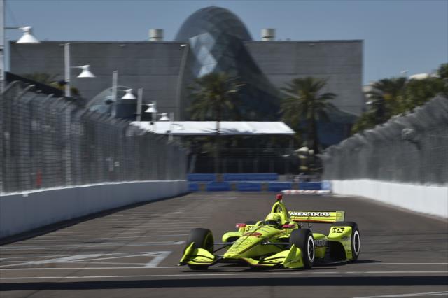 Simon Pagenaud dives into Turn 11 during practice for the Firestone Grand Prix of St. Petersburg -- Photo by: Chris Owens