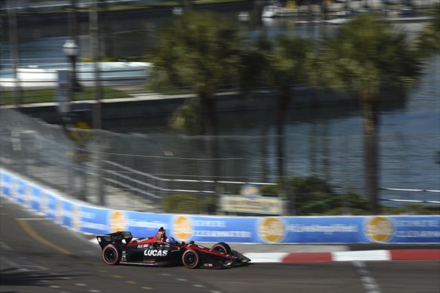 Robert Wickens hits the apex of Turn 10 during practice for the Firestone Grand Prix of St. Petersburg -- Photo by: Chris Owens