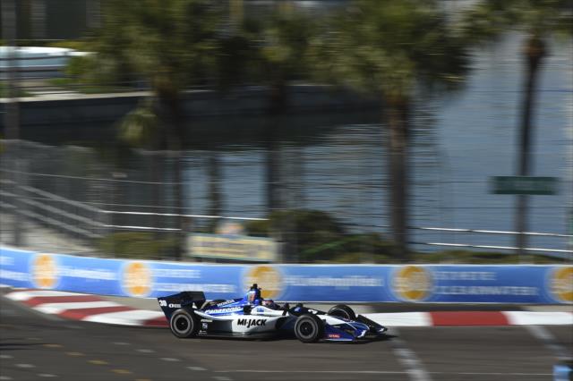 Takuma Sato hits the apex of Turn 10 during practice for the Firestone Grand Prix of St. Petersburg -- Photo by: Chris Owens