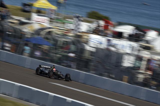 James Hinchcliffe races down the frontstretch during practice for the Firestone Grand Prix of St. Petersburg -- Photo by: Chris Owens