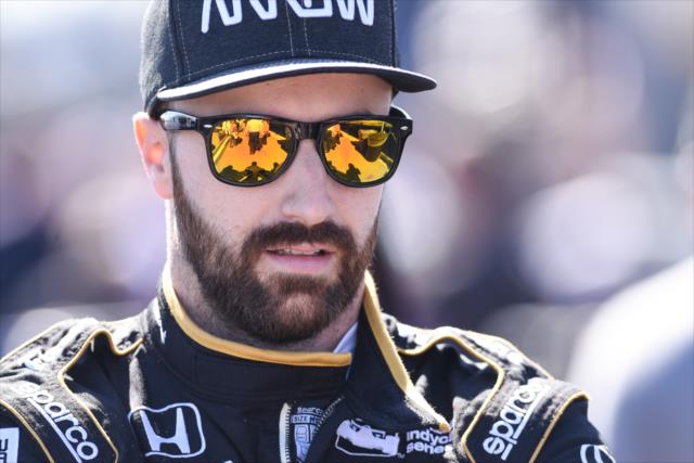James Hinchcliffe waits along pit lane prior to practice for the Firestone Grand Prix of St. Petersburg -- Photo by: James  Black