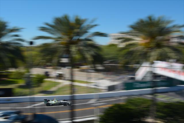 Zachary Claman De Melo sails toward Turn 3 during practice for the Firestone Grand Prix of St. Petersburg -- Photo by: James  Black