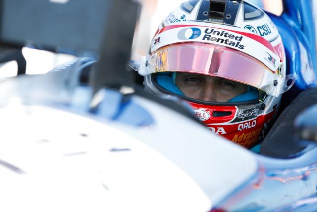 Graham Rahal sits in his No. 15 United Rentals Honda on pit lane prior to practice for the Firestone Grand Prix of St. Petersburg -- Photo by: Joe Skibinski