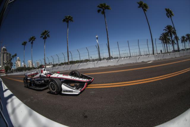 Josef Newgarden sails down the backstretch during practice for the Firestone Grand Prix of St. Petersburg -- Photo by: Shawn Gritzmacher