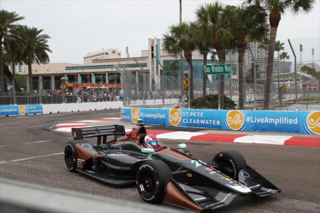 Zach Veach exits Turn 10 during practice for the Firestone Grand Prix of St. Petersburg -- Photo by: Chris Jones