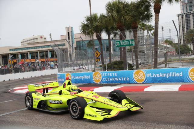 Simon Pagenaud exits Turn 10 during practice for the Firestone Grand Prix of St. Petersburg -- Photo by: Chris Jones