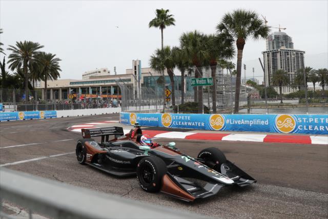 Zach Veach exits Turn 10 during practice for the Firestone Grand Prix of St. Petersburg -- Photo by: Chris Jones