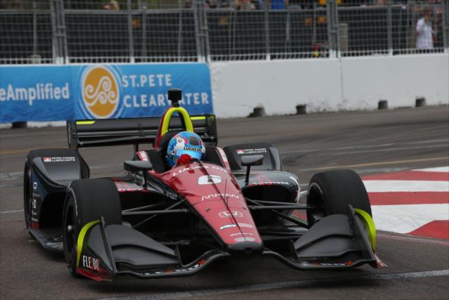 Robert Wickens makes his exit of Turn 10 during qualifications for the Firestone Grand Prix of St. Petersburg -- Photo by: Chris Jones