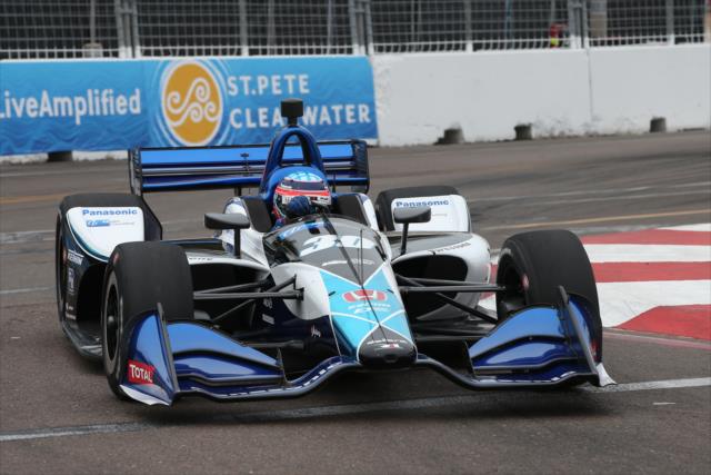 Takuma Sato makes his exit of Turn 10 during practice for the Firestone Grand Prix of St. Petersburg -- Photo by: Chris Jones