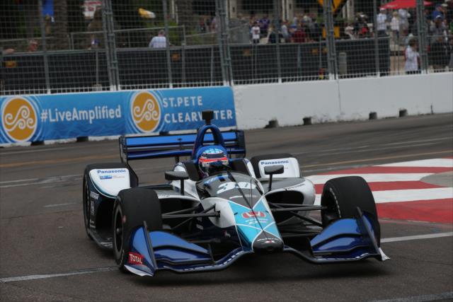 Takuma Sato makes his exit of Turn 10 during practice for the Firestone Grand Prix of St. Petersburg -- Photo by: Chris Jones
