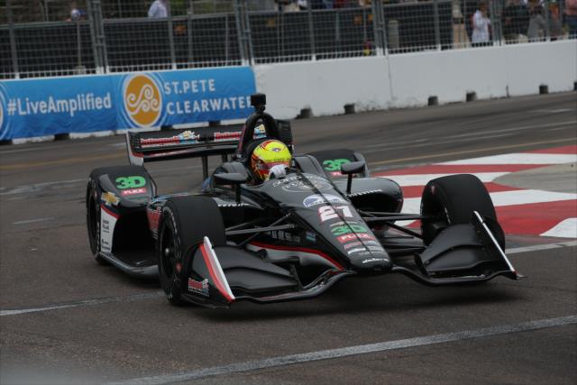 Spencer Pigot makes his exit of Turn 10 during practice for the Firestone Grand Prix of St. Petersburg -- Photo by: Chris Jones