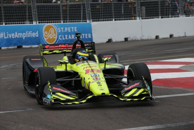 Sebastien Bourdais makes his exit of Turn 10 during practice for the Firestone Grand Prix of St. Petersburg -- Photo by: Chris Jones